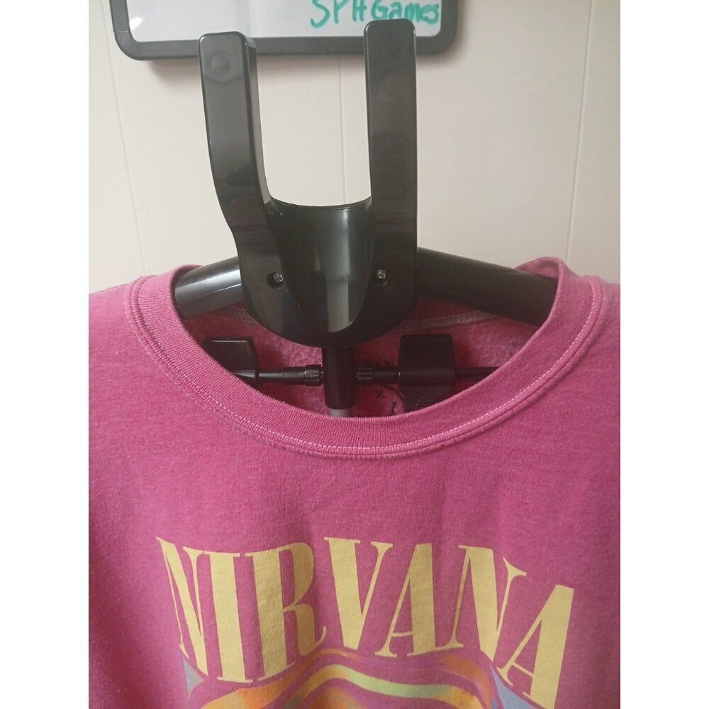 Nirvana Sweatshirt Mens Size Medium Pink OVERSIZED Fit 90s Grunge Band Retro - Picture 5 of 8